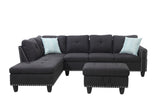 Left Hand Facing Sofa & Chaise with Ottoman