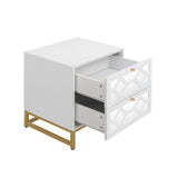2 drawer nightstand - White Mirrored Nightstandwith Gold Legs