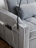 Pull Out 3 in 1 Convertible Sleeper Sofa Couch Velvet Tufted Loveseat w USB, Adjustable Backrest, Multi-Pockets