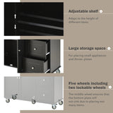 Rolling Mobile Kitchen Island with Solid Wood Top
