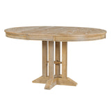 5-Piece Dining Set Extendable Round Table and 4 Upholstered Chairs