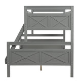 Grey Twin over Full Bunk Bed with ladder, Safety Guardrail