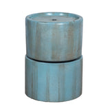 Antique Blue Contemporary Cement Water Fountain, Outdoor Bird Feeder / Bath Fountain