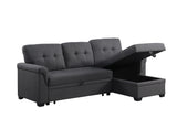 Dark Gray Linen Reversible Sleeper Sectional Sofa with Storage Chaise
