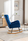 Velvet Fabric Rocking Chair,Blue