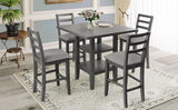 5-Piece Wooden Counter Height Dining Set with Padded Chairs