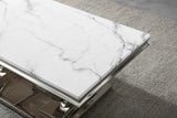 Modern Rectangular White Marble Coffee Table