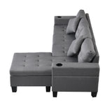 Sofa Set for Living Room with L Shape Chaise Lounge with cup holder