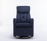Navy Blue Fabric Swivel Rocking Chair