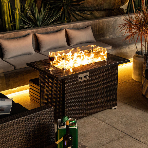 Outdoor Fire Pit Table, Propane Fire Table with Ceramic Tabletop Gas Fire Table