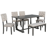 Grey 6-Piece Dining Table and Chair Set