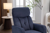 Navy Blue Fabric Swivel Rocking Chair