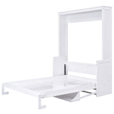 Queen Size White Murphy Bed with Shelf