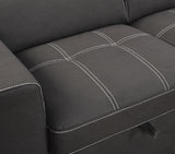 Grey Sectional Sofa with Adjustable Headrest, Sleeper Sectional Pull Out Couch