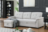 Light Gray Linen Reversible Sleeper Sectional Sofa