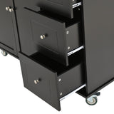 Rolling Mobile Kitchen Island with Solid Wood Top