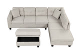 Modern Sectional Sofa with Storage Ottoman, L-Shape Couch