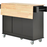 Rolling Mobile Kitchen Island with Solid Wood Top