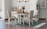 5-Piece Farmhouse Dining Table Set Wood Round Extendable Dining Table