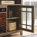 55 inch TV Media Stand with Electric Fireplace KD Inserts Heater - Reclaimed Barnwood