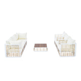 7-Piece Metal Patio Sectional Sofa Set, All-Weather Garden Conversational Furniture Set with Thick Cushions and Coffee Table for Indoor Outdoor, White