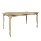 6-peice Dining Set with Turned Legs, Kitchen Table Set with Upholstered Dining Chairs