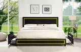 King Upholstered Eastern King Platform Bed with LED Lights and Storage Bed with 4 Drawers
