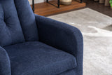 Navy Blue Fabric Swivel Rocking Chair