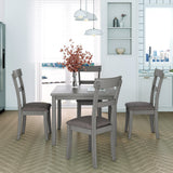 5 Piece Dining Table Set Industrial Wooden Kitchen Table and 4 Chairs