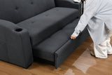 Pull Out 3 in 1 Convertible Modern Sofa Sleepert, Cup Holders, Pillows and Pockets