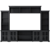 Minimalism Style Entertainment Wall Unit with Bridge, Modern TV Console Table for TVs Up to 70"