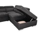 Grey Sectional Sofa with Adjustable Headrest, Sleeper Sectional Pull Out Couch