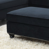 Ottoman Black Velvet Accent