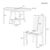 Farmhouse Dining Table Set Wood Round Extendable Dining Table
