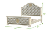 Queen 5 Pc Unique LED Bedroom Set made with Wood in Beige