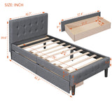 Twin Size Upholstered Platform Bed with 2 Drawers