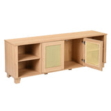 64.4" Rattan TV Stand for 65/70 inch TV Living Room Storage Console Entertainment Center