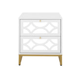 2 drawer nightstand - White Mirrored Nightstandwith Gold Legs