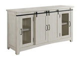 65 Inch Wooden TV Stand with 2 Open Shelves, Antique White and Black