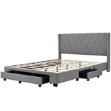 Queen Size Storage Bed Linen Upholstered Platform Bed