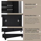 Kitchen Island Cart Concealed sliding barn door adjustable height