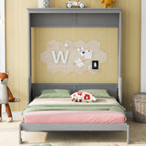Queen Size Grey Murphy Bed with Shelf