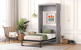 Gray Twin Size Murphy Bed that Transforms into a Cabinet