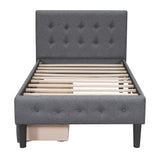 Twin Size Upholstered Platform Bed with 2 Drawers