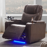 Recliner with USB Charging Port and Hidden Arm Storage 2 Cup Holders Design and 360° Swivel Tray