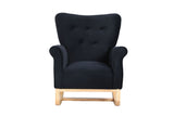 Black Mid Century Fabric Rocker Chair with Wood Legs