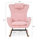 Rocking Chair - with rubber leg and cashmere fabric, suitable for living room and bedroom