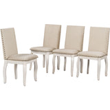 5-Piece Farmhouse Dining Table Set Wood Round Extendable Dining Table