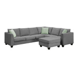 Grey Sectional Sofa Couche with Ottoman L Shape