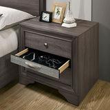 Contemporary Nightstand Gray Finish Silver Accents